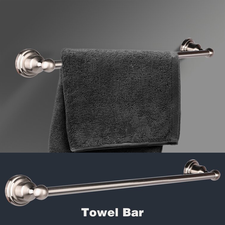 MingBright 4Pcs Bathroom Hardware Accessories Set Towel Bar Hook Brushed Nickel 