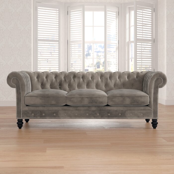 Brooklyn Leather Chesterfield 87 Rolled Arms Sofa