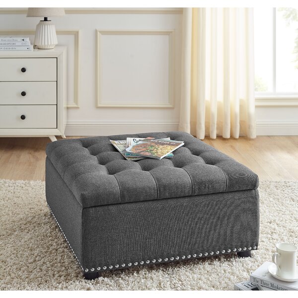 Brown Red Co 30 x 16 x 16 Upholstered Folding Storage Ottoman with Padded Seat