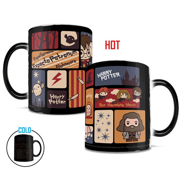 Morphing Mugs Harry Potter Chibi Cartoon Harry Hermione Ron Hedwig Dobby And Hagrid Heat Reveal Ceramic Coffee Mug Wayfair