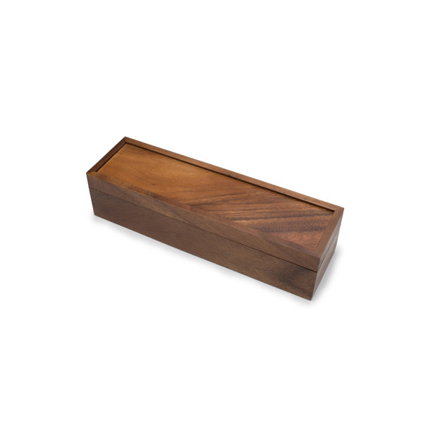 Acacia Wood Rectangular Tea Box With 10 Compartments for Easy Tea Assortment