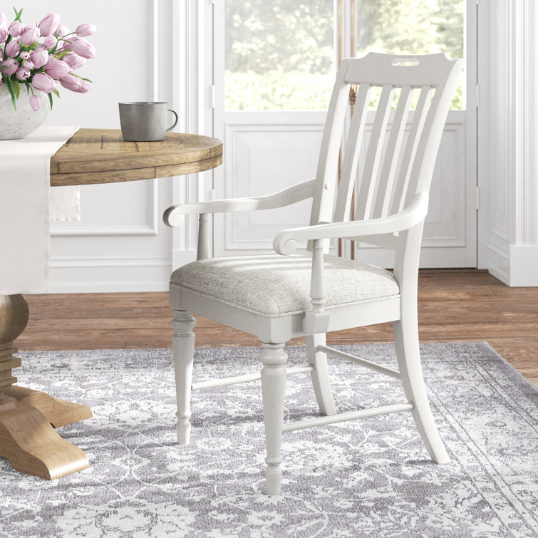 Kelly Clarkson Home Carol Linen Slat Back Arm Chair In Vintage Linen Frame Aged Linen Color Upholstered Seat Reviews Wayfair