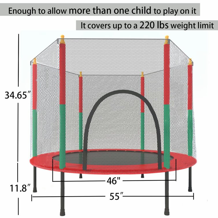 4.5FT Mini Trampoline Set with Enclosure Safety Net Outdoor Indoor Kids Toy Play 
