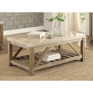 Ischua Marble Top And Slated Bottom Shelf Coffee Table by Gracie Oaks Looking for