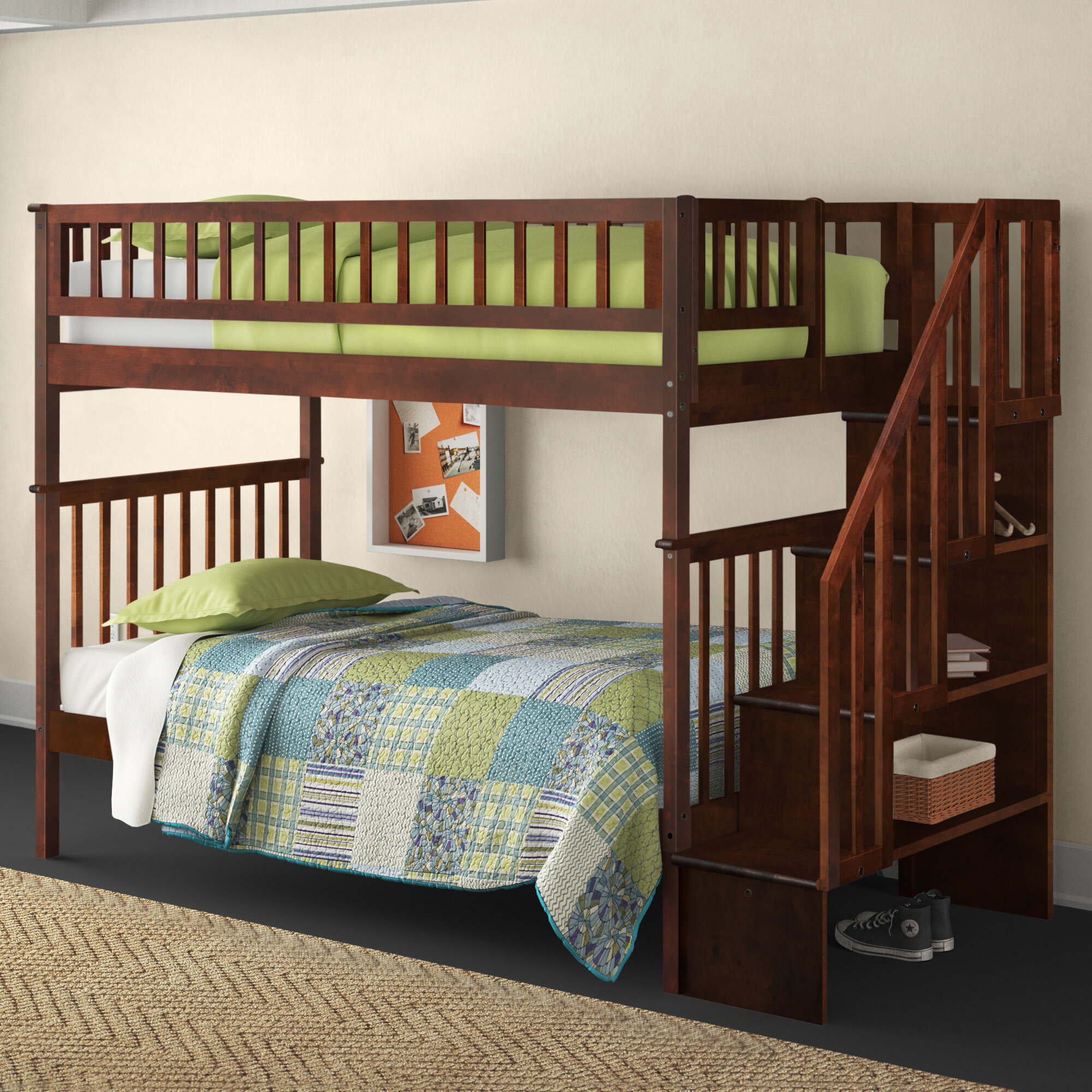 Fortnite Bunk Beds With Fort Underneath Three Posts Baby Kids Shyann Twin Over Twin Solid Wood Standard Bunk Bed With Bookcase By Three Posts Baby Kids Reviews Wayfair