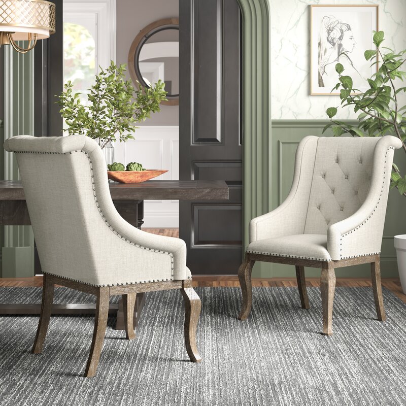 Brockway Tufted Upholstered Dining Chair in Cream ... on {keyword}