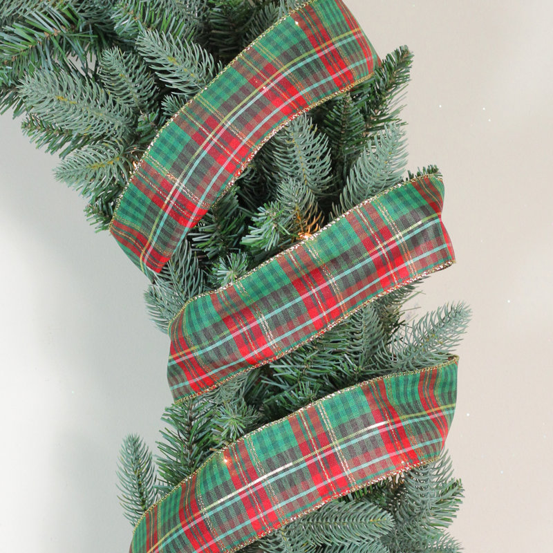 The Holiday Aisle Red And Green Plaid With Metallic Gold Wired