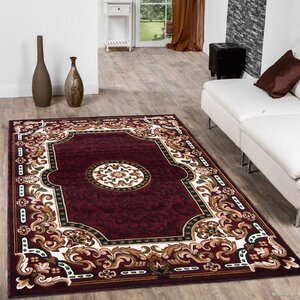 Hand-Woven Burgundy Area Rug