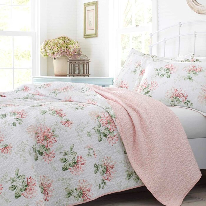 Honeysuckle Cotton Reversible Quilt Set By Laura Ashley Home