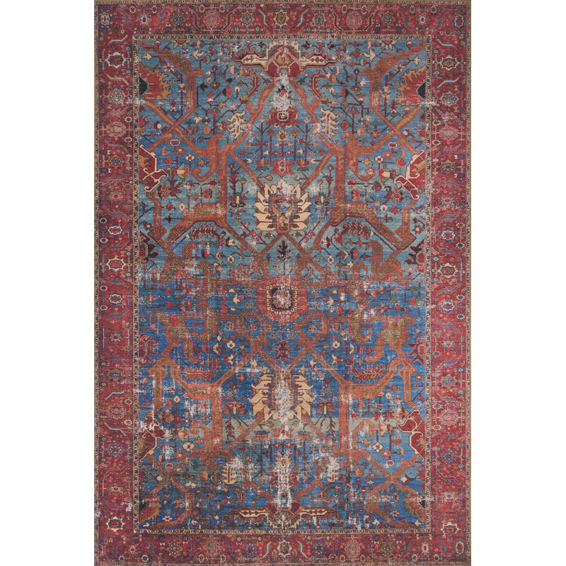 Raul Blue Red Area Rug