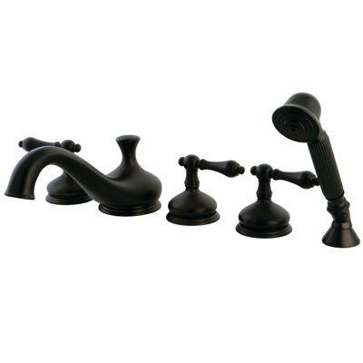 Kingston Brass Restoration Three Handle Roman Tub Faucet With Hand