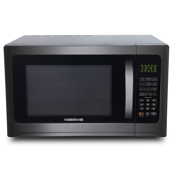 Farberware Black FMO12AHTBSG 1.2 Cu 1100-Watt Microwave Oven with Grill with ECO Mode and LED Lighting Ft Black Stainless Steel