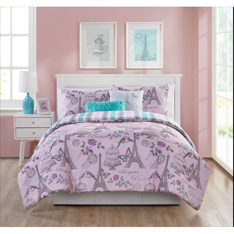 Harriet Bee Rking When In Paris Reversible Comforter Set Rking When In Paris Reversible Comforter Set