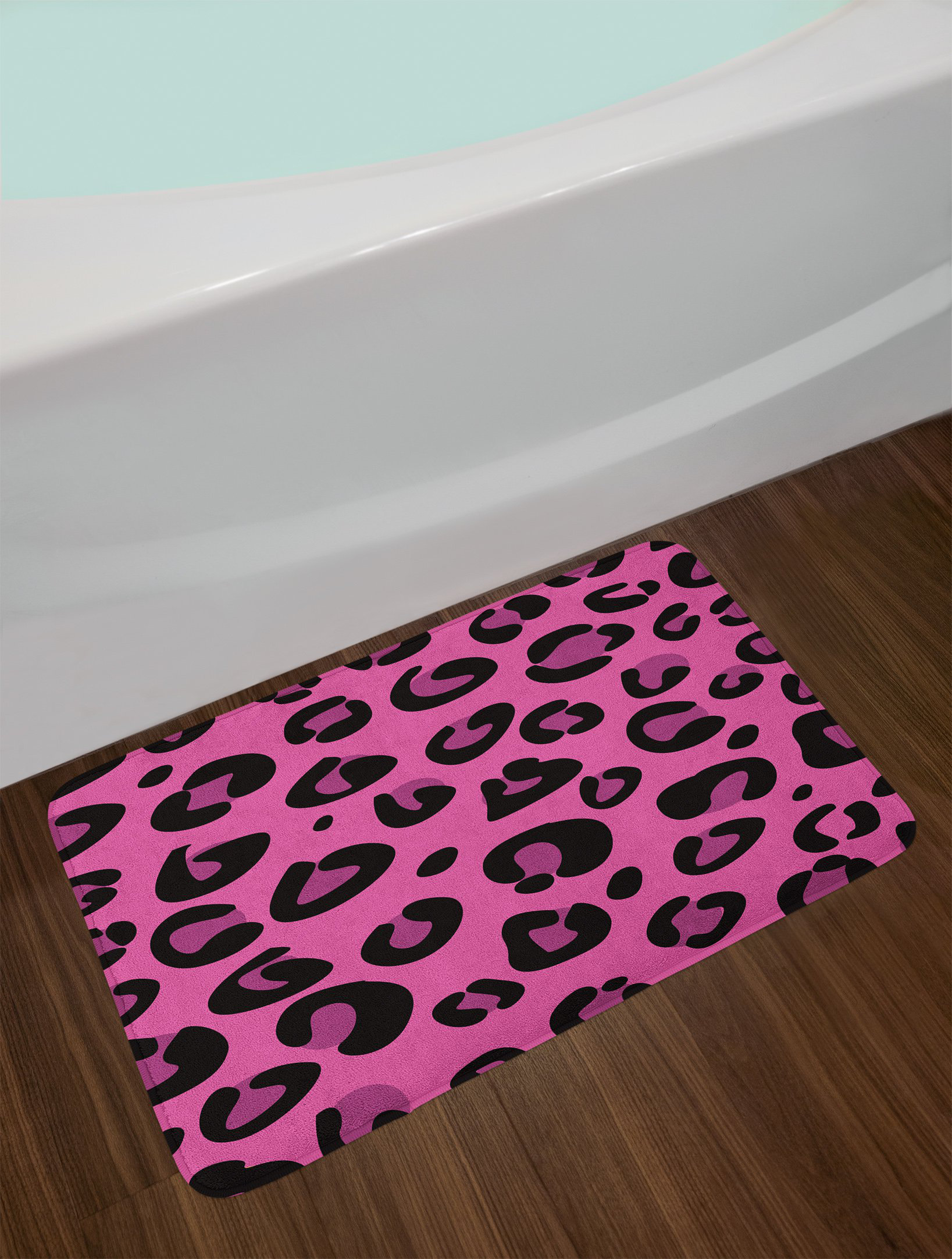 Leopard Pink Fuchsia Black Hot Bath Rug