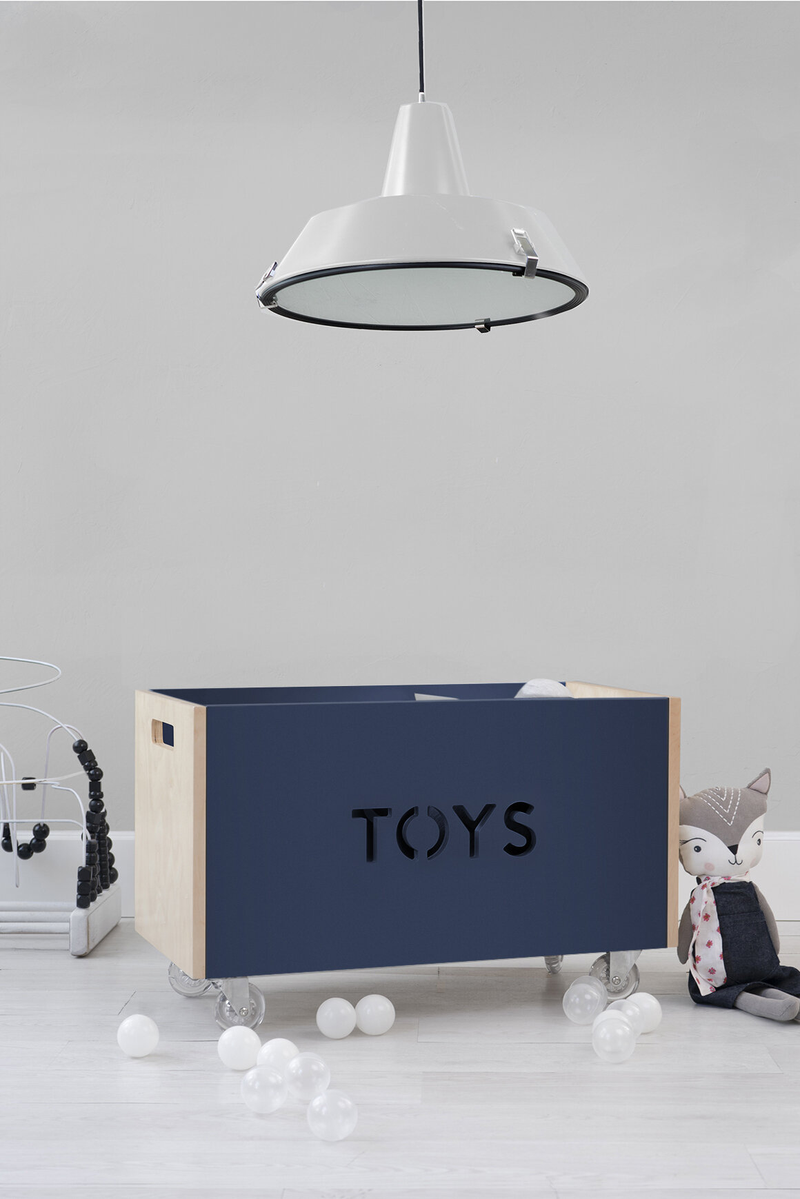 blue wooden toy box