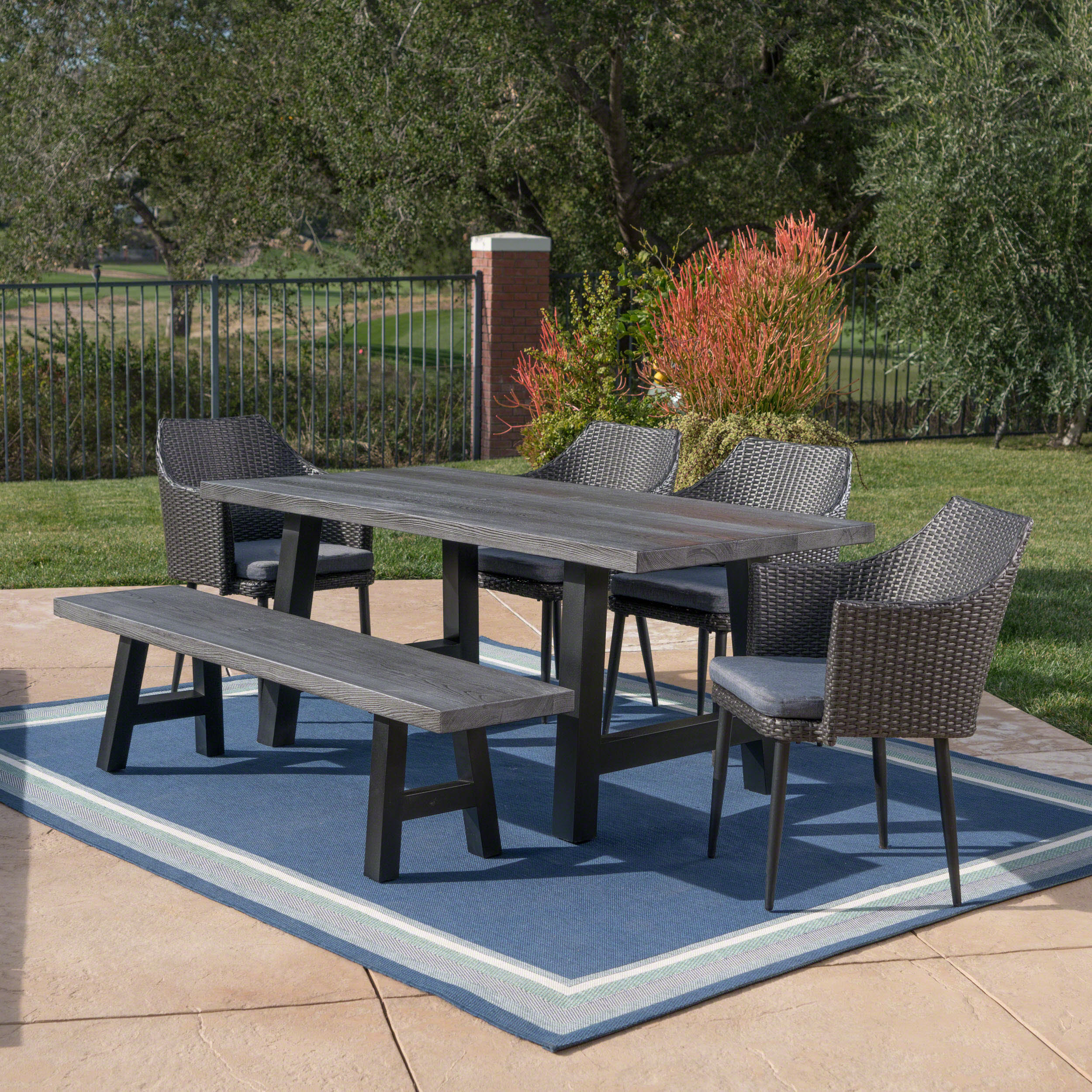 17 Stories Dismuke Outdoor 6 Piece Dining Set With Cushions Wayfair