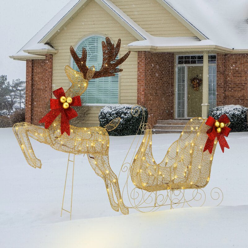 The Holiday Aisle® Santa's Sleigh Lighted Display & Reviews | Wayfair