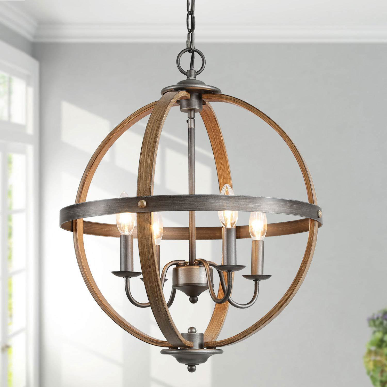 Gracie Oaks 4-Light Lantern Globe Pendant | Wayfair