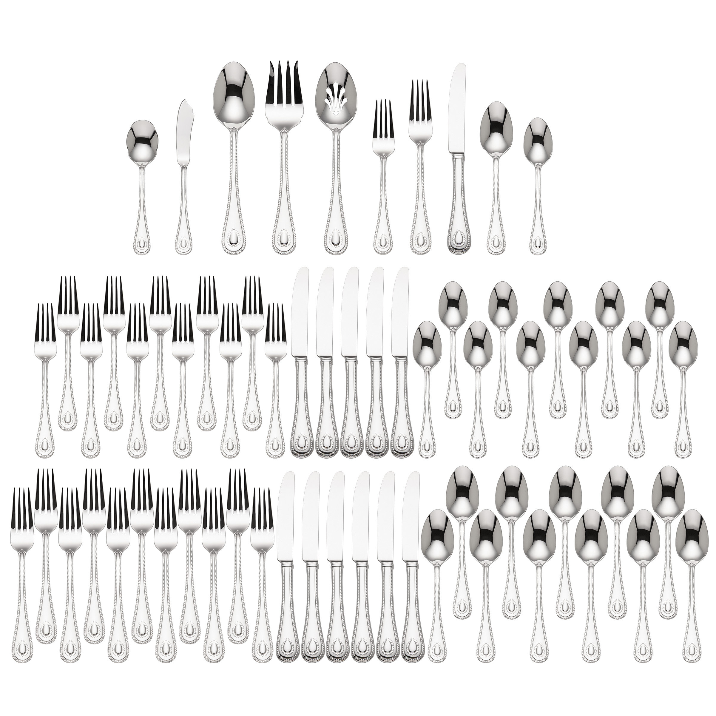 Lenox French Perles 65 Piece 18 10 Stainless Steel Flatware Set Service For 12 Reviews Wayfair