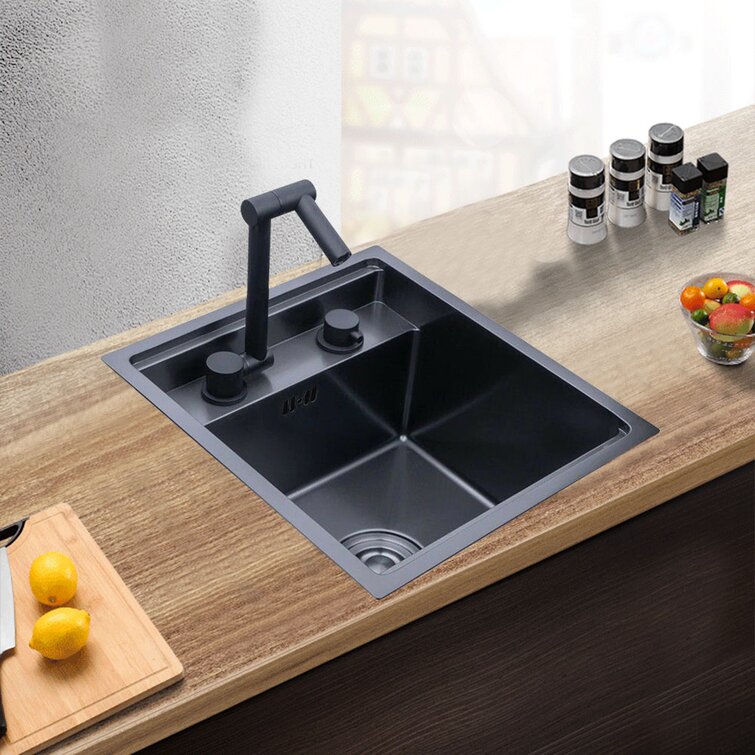Kitchen Sink 1.5 Bowl Stainless Steel Single Basin With Tap 