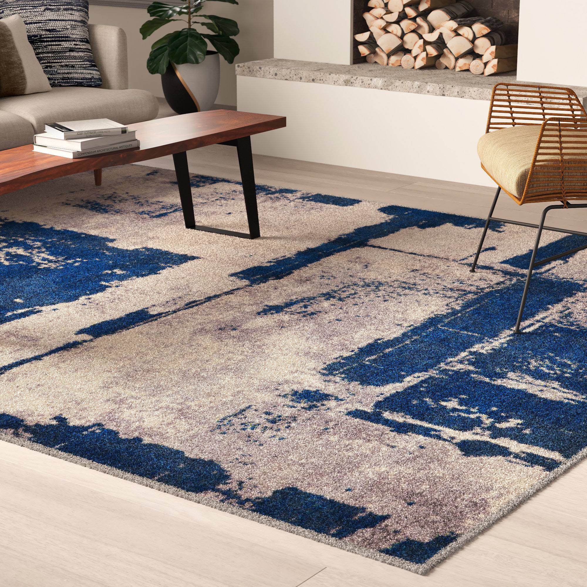 Abstract Contemporary Modern Design Mixed Brush Pattern Rug Carpet Home Decor 