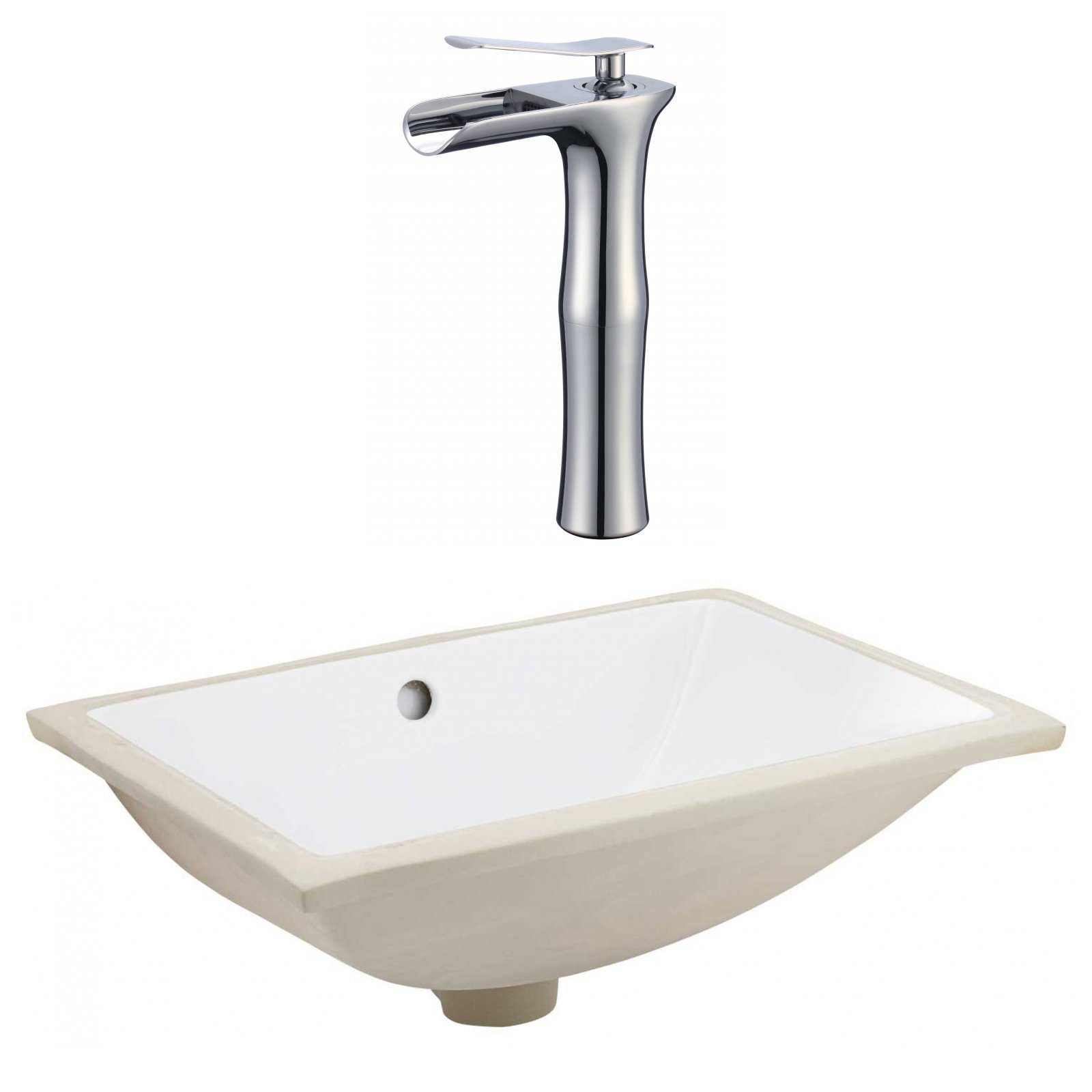 Ceramic Rectangular Undermount Bathroom Sink with Faucet and Overflow Ceramic Rectangular Undermount Bathroom Sink with Faucet and Overflow