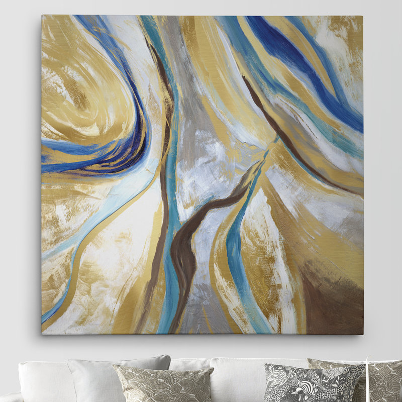 Everly Quinn Agate Gold Ii Acrylic Painting Print On Canvas