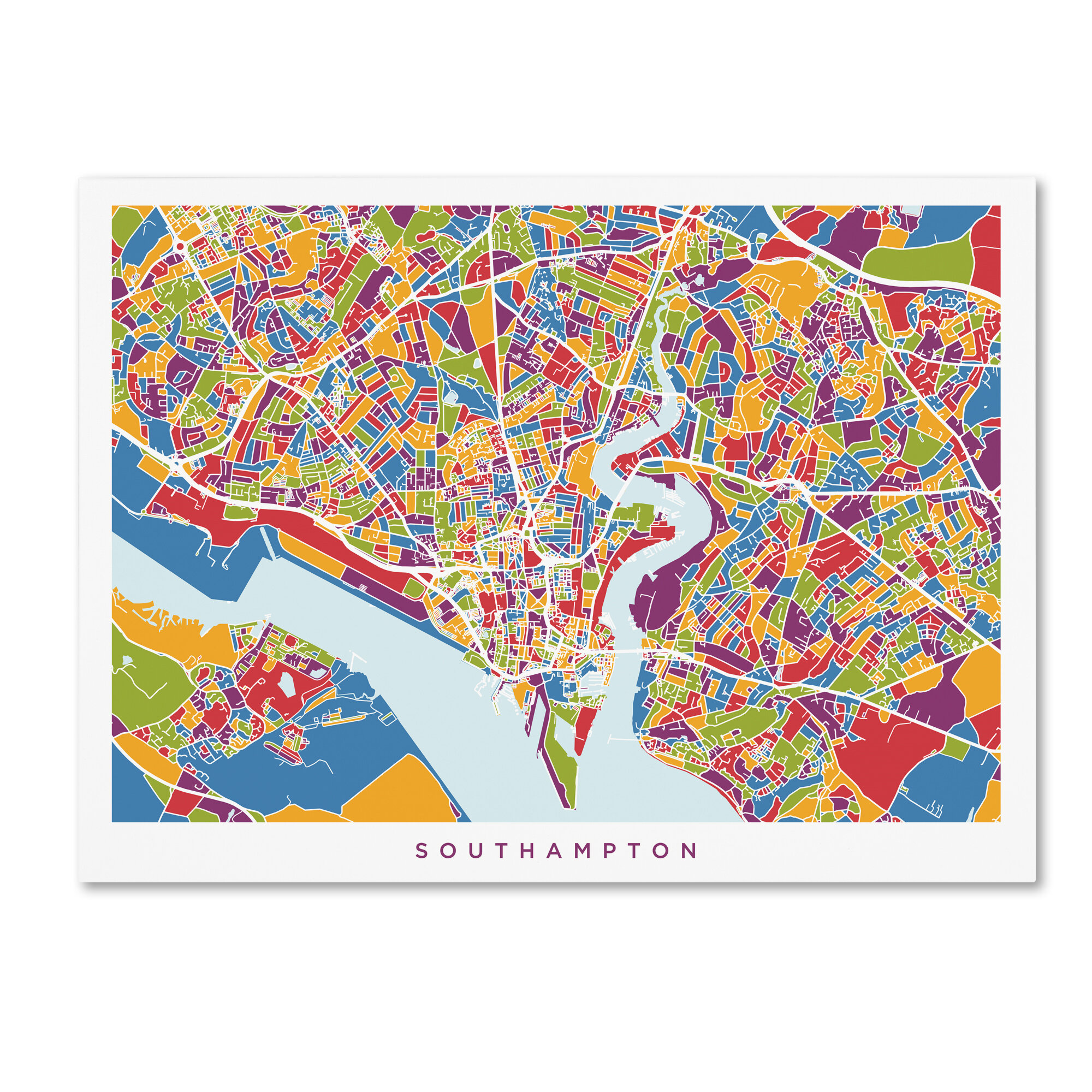 Wrought Studio Southampton England City Map Graphic Art Print On