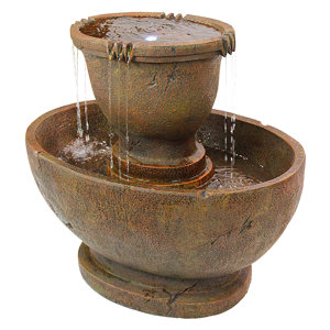 Richardson Resin Oval Urns Cascading Garden Fountain with LED Light