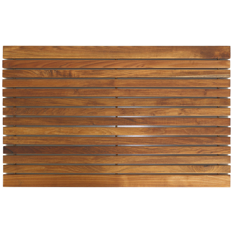 Union Rustic Chatillon Rectangle Teak & Wood Bath Rug Shower Mat