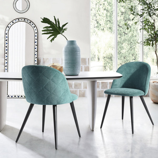 EGGREE Set of 2 Mordern Design Dinging Chair Scandinavian Armchair Plastic Sest and Solid Wooden Legs Black 