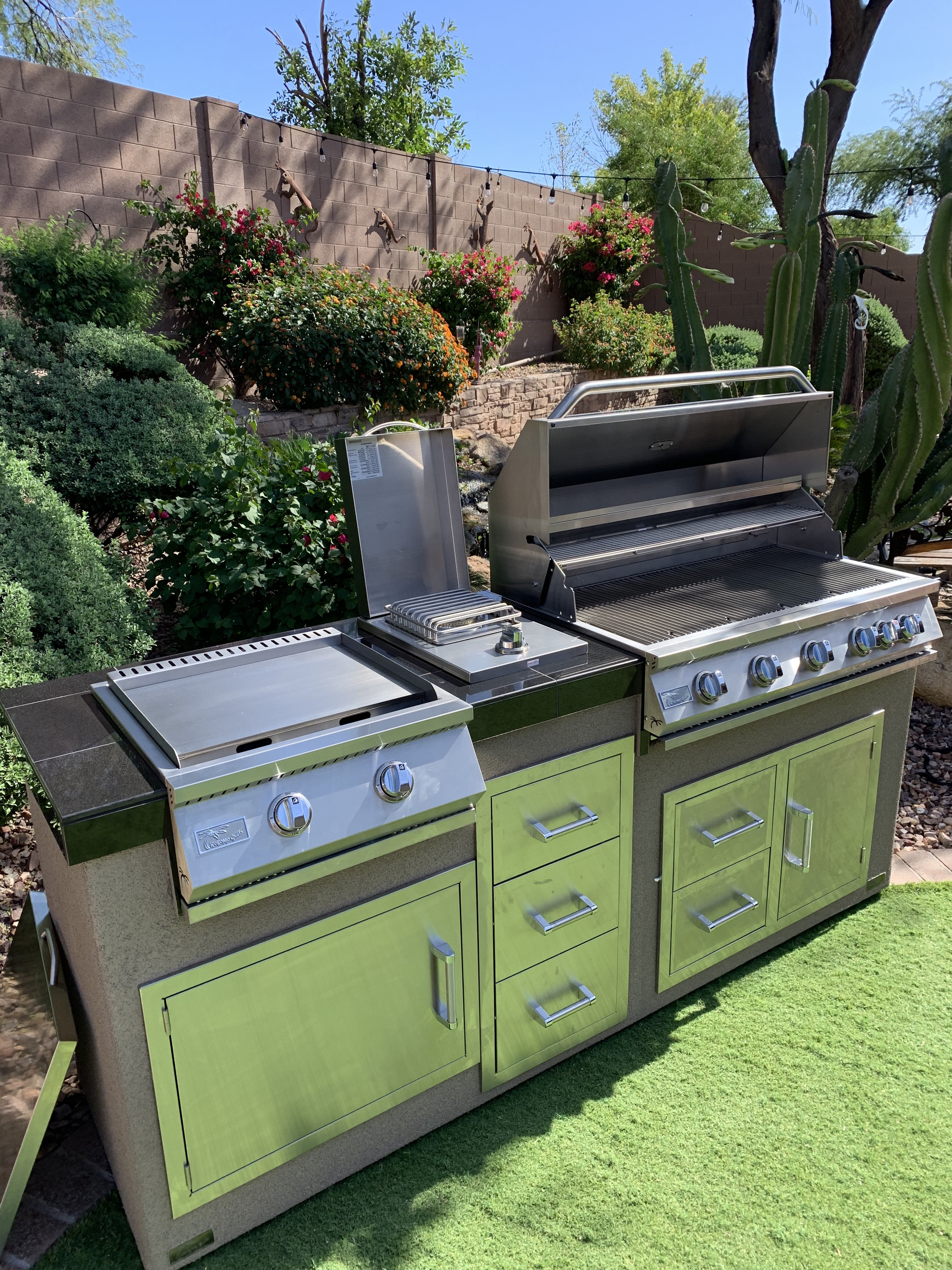 rta grill islands on Kokomo Grills Teppanyaki Griddle Built In Bbq Grill With Side Burner Storage Drawers 7 6 Wayfair Ca