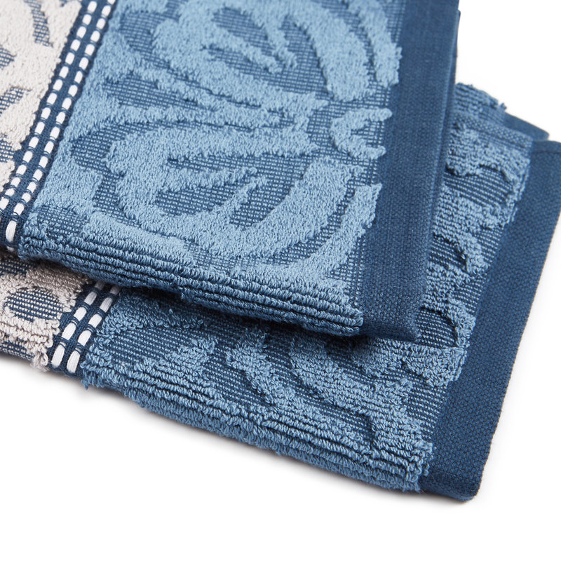 Jennifer Adams Home Flower Emerald Blue Striped Kitchen Towel Set 4 Pack Reviews Wayfair