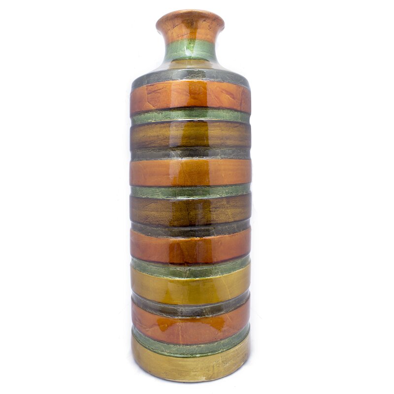 Ebern Designs Esenler Striped Ceramic Floor Vase Wayfair