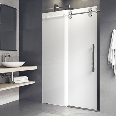 Elan Single Sliding Frameless Shower Door Vigo Finish Chrome