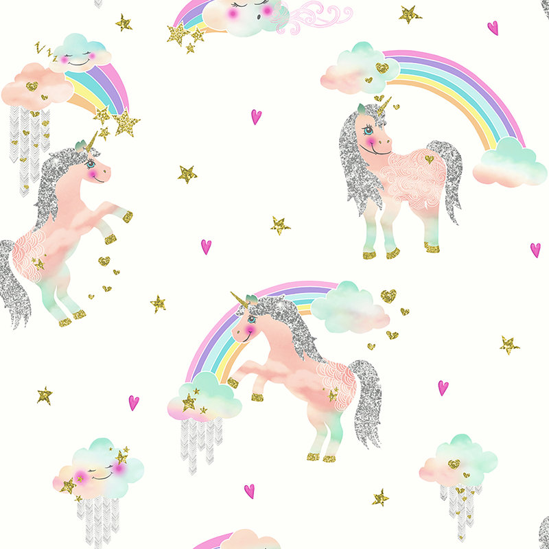Rainbow Unicorn 31.5' x 21.5" Glitter Wallpaper Roll