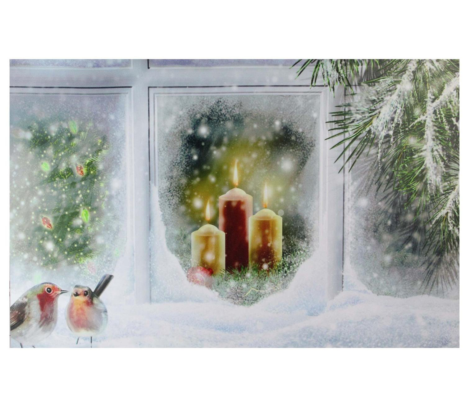 Northlight Led Lighted Snowy Window Pane And Candles Christmas Print On Canvas Reviews Wayfair