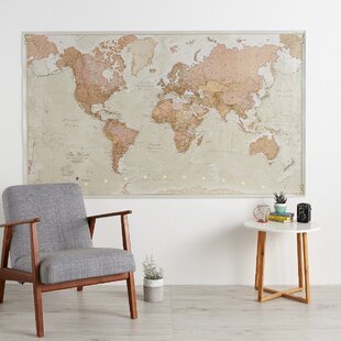 World Map Poster 17th Century Style With Gold Ink  Satin Matt Laminated New 
