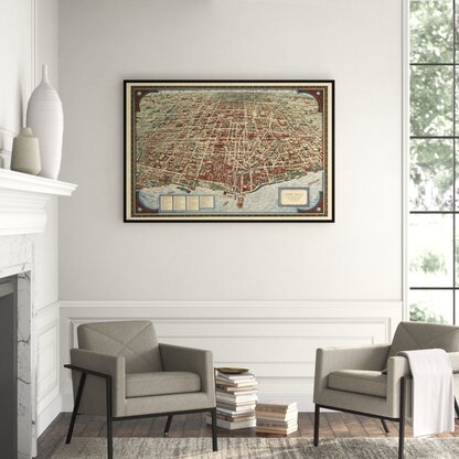 Jbass Grand Gallery Collection Chicago Map Framed Graphic Art On Canvas Perigold