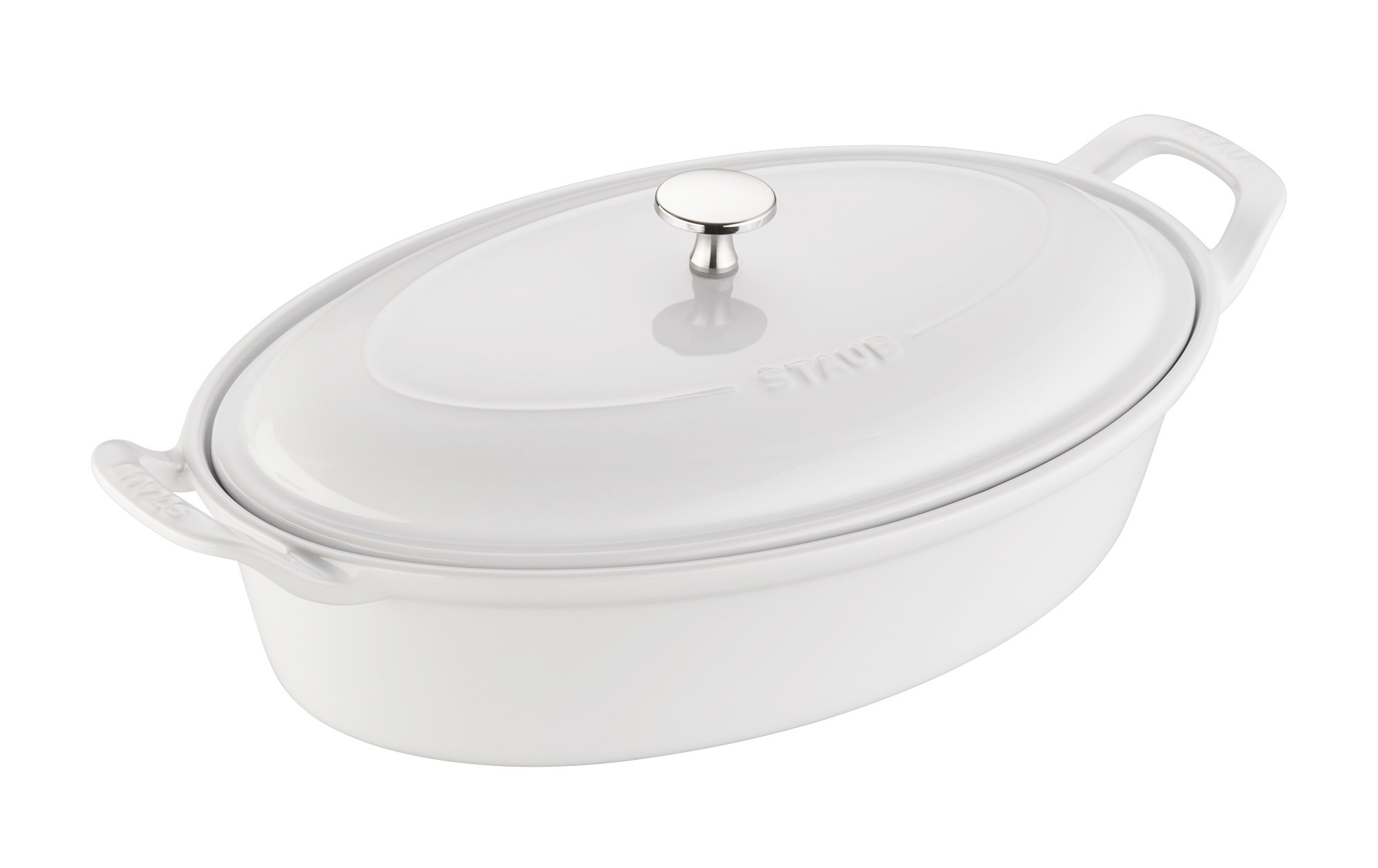 white oval casserole dish