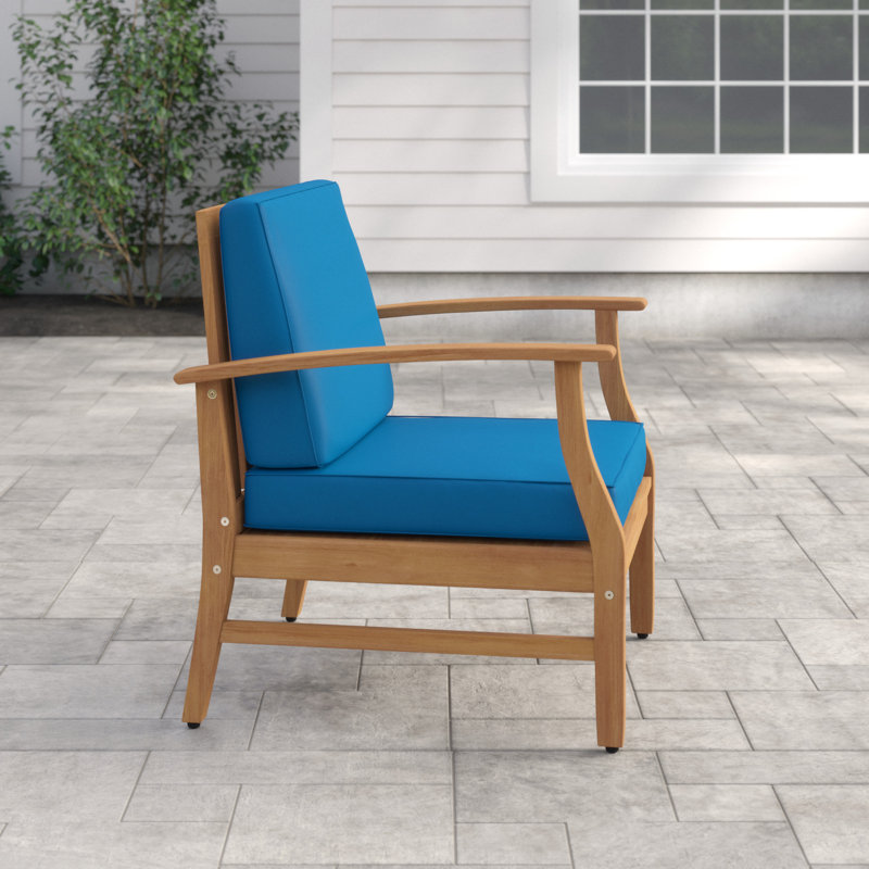 Mistana Antonia Outdoor Wood Patio Chair With Cushions Reviews Wayfair