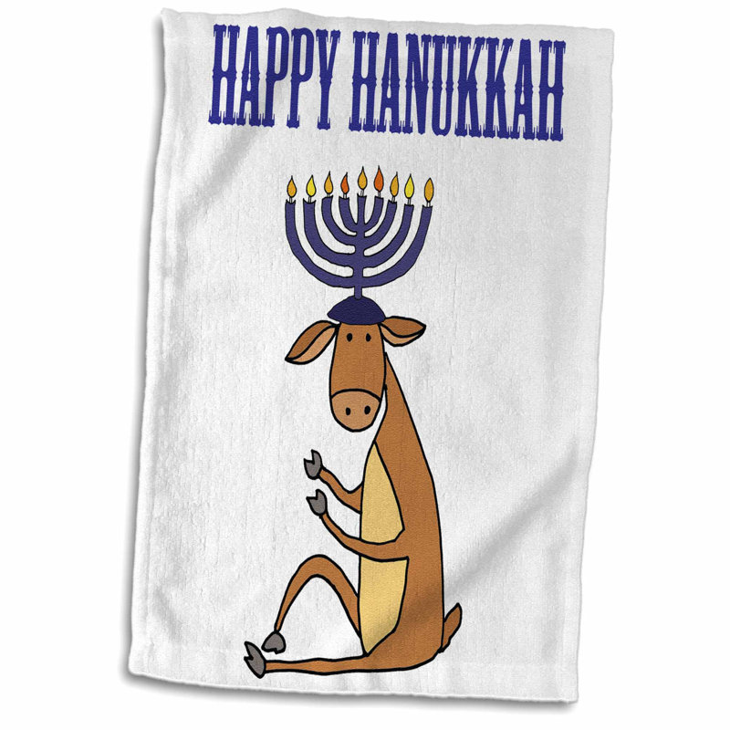 East Urban Home Thea Funny Reindeer With Menorah Candles Antlers Happy Hanukkah Hand Towel Wayfair