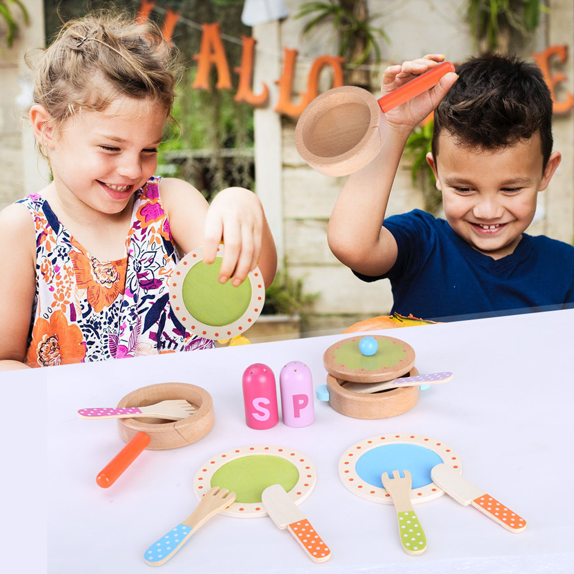 wooden toy pans