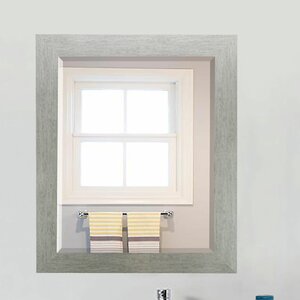 Brushed Silver Beveled Wall Mirror