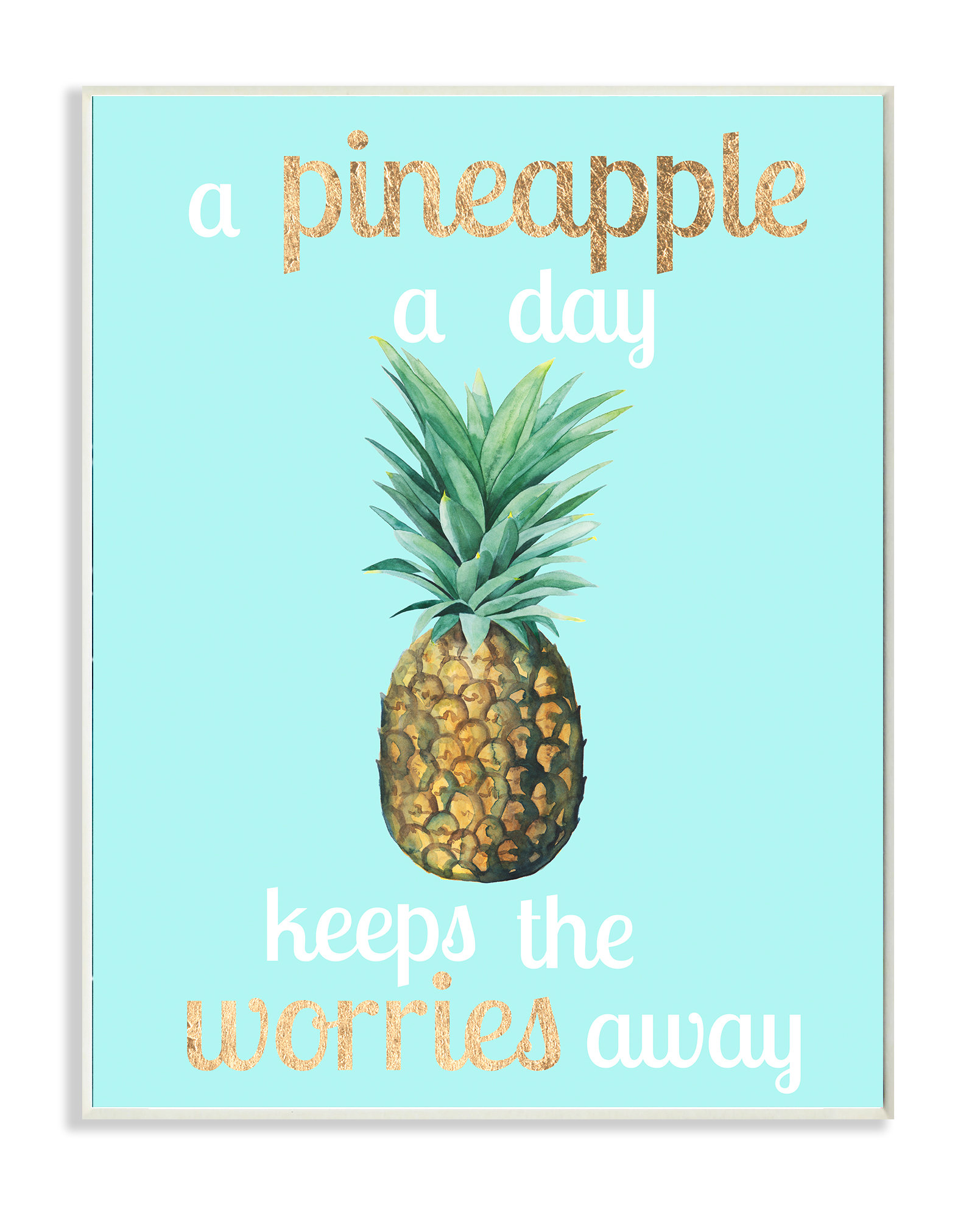 Stupell Industries A Pineapple A Day Keeps The Worries Away By Studio W Textual Art Print On Canvas Wayfair