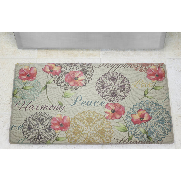 Costner Poppies Words Cushioned Chef Kitchen Mat
