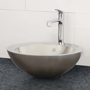 Simin Simply Stainless Double Walled Circular Vessel Bathroom Sink with Overflow