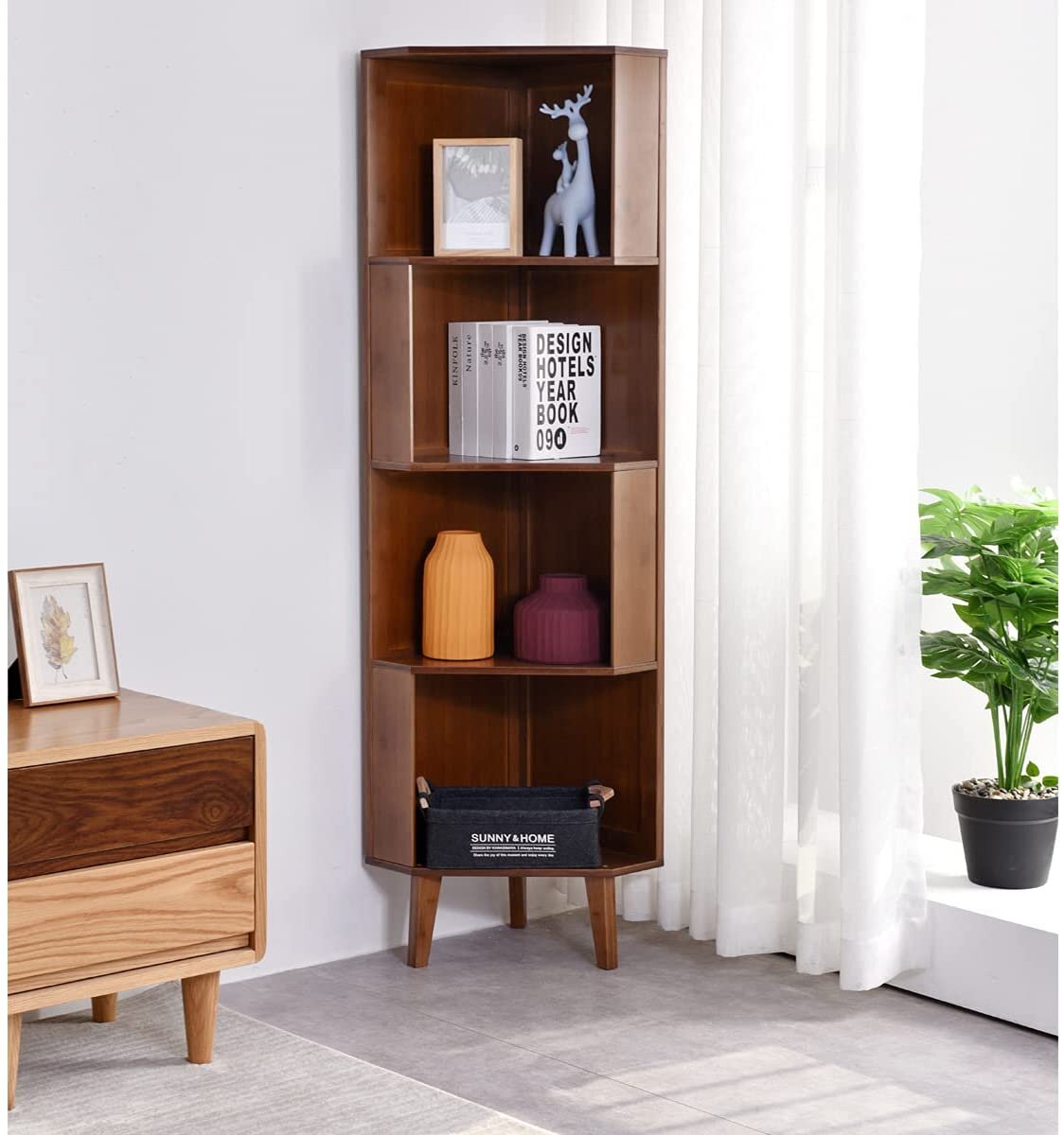 Maydear 13'' W Corner Shelf Bookcase | Wayfair