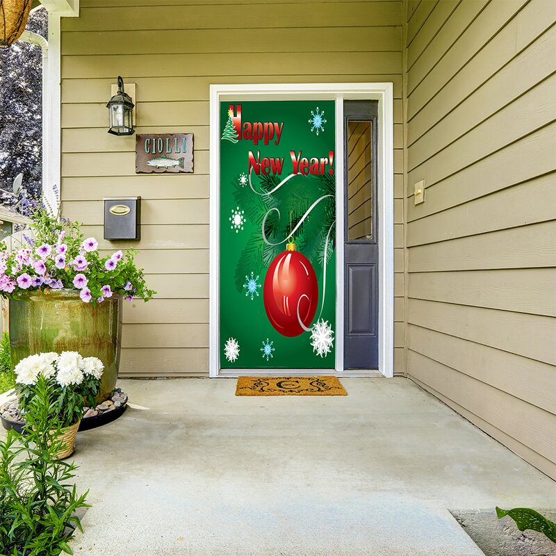 The Holiday Aisle® Happy New Year Ornament Door Mural | Wayfair