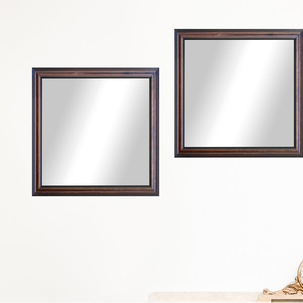 Charlton Home 4 Piece Kimzey Walnut American Wood Traditional Wall Mirror Set Wayfair